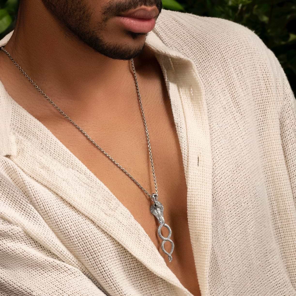 Karma and Luck  Necklaces - Mens  -  Creative Transformation - Cobra Infinity Pendant Necklace