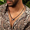 Karma and Luck  Necklaces - Mens  -  Stabilizing Energy - Hematite Onyx Evil Eye Pointer Necklace