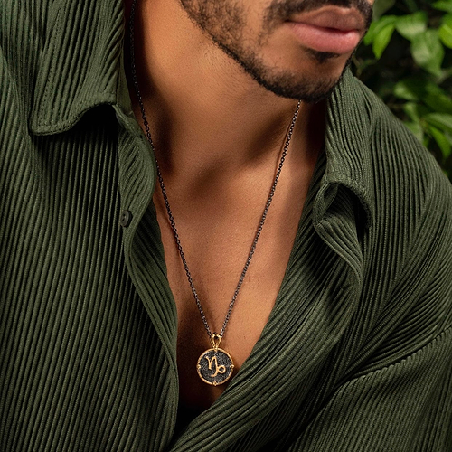 Karma and Luck  Necklaces - Mens  -  Ambitious Tolerance - Capricorn Zodiac Onyx Necklace