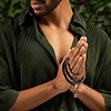 Karma and Luck  Bracelets - Mens  -  Spiritual Radiance - Agarwood Blue Tiger Eye Onyx Wrap