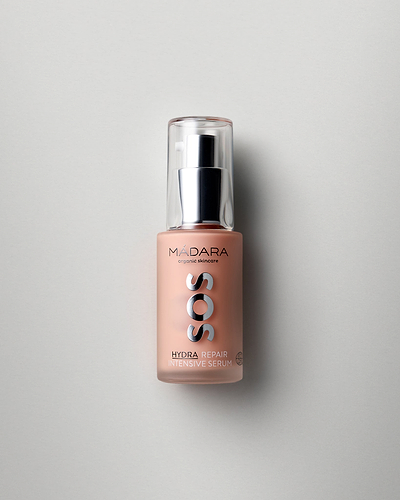 MÁDARA Organic Skincare sos hydra repair intensive serum A3021 serum product photo on plain background.