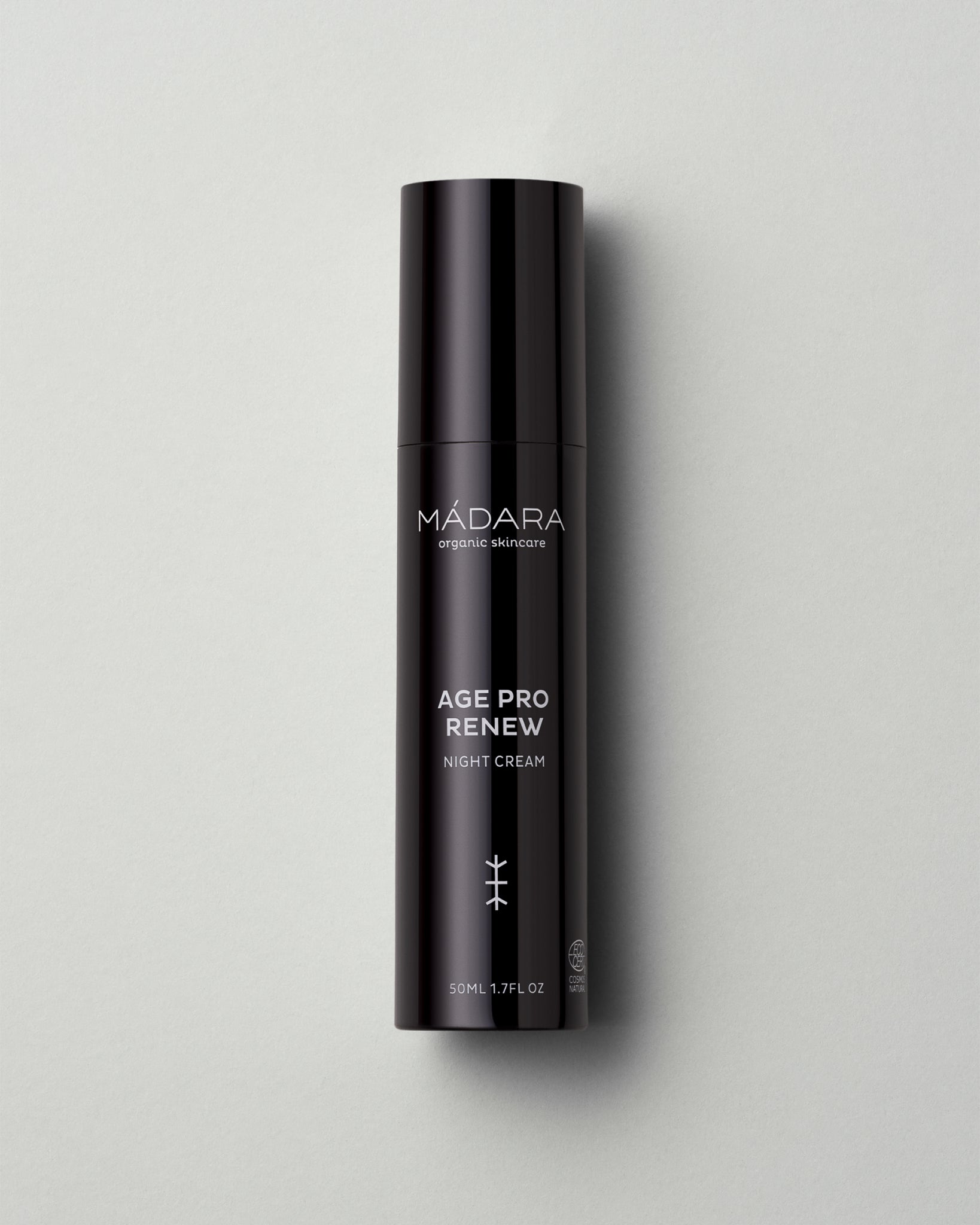 MÁDARA Organic Skincare age pro night cream A3335 face cream product photo on plain background.