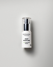 MÁDARA Organic Skincare deep moisture eye contour cream A2271 face cream product photo on plain background.