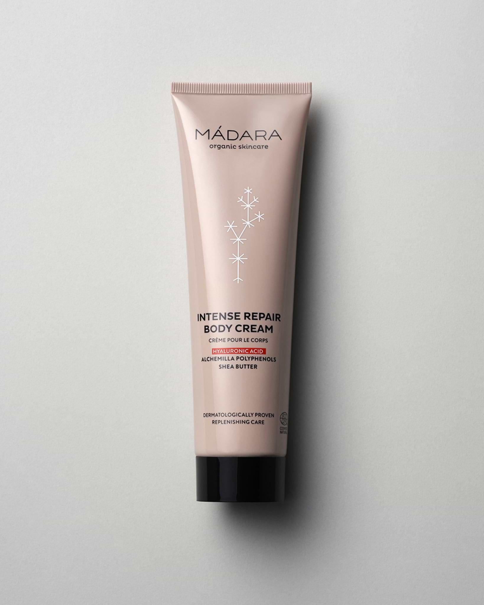 MÁDARA Organic Skincare intense repair body cream A1115 face cream product photo on plain background.