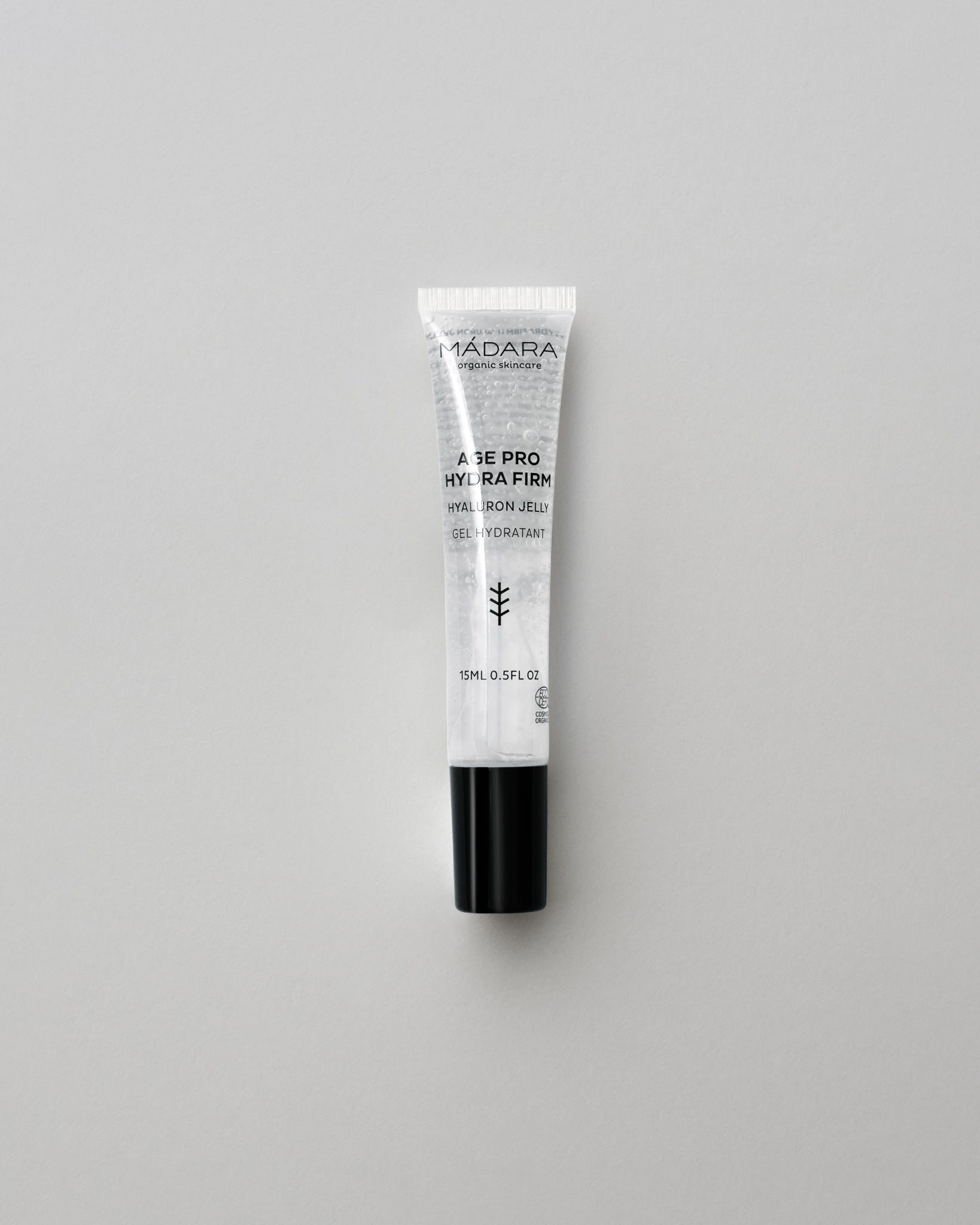 MÁDARA Organic Skincare hydra firm hyaluron jelly travel size SM3342 15 gel moisturizer product photo on plain background.