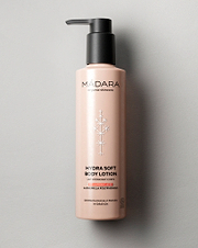 MÁDARA Organic Skincare hydra soft body lotion A1112 lotion product photo on plain background.
