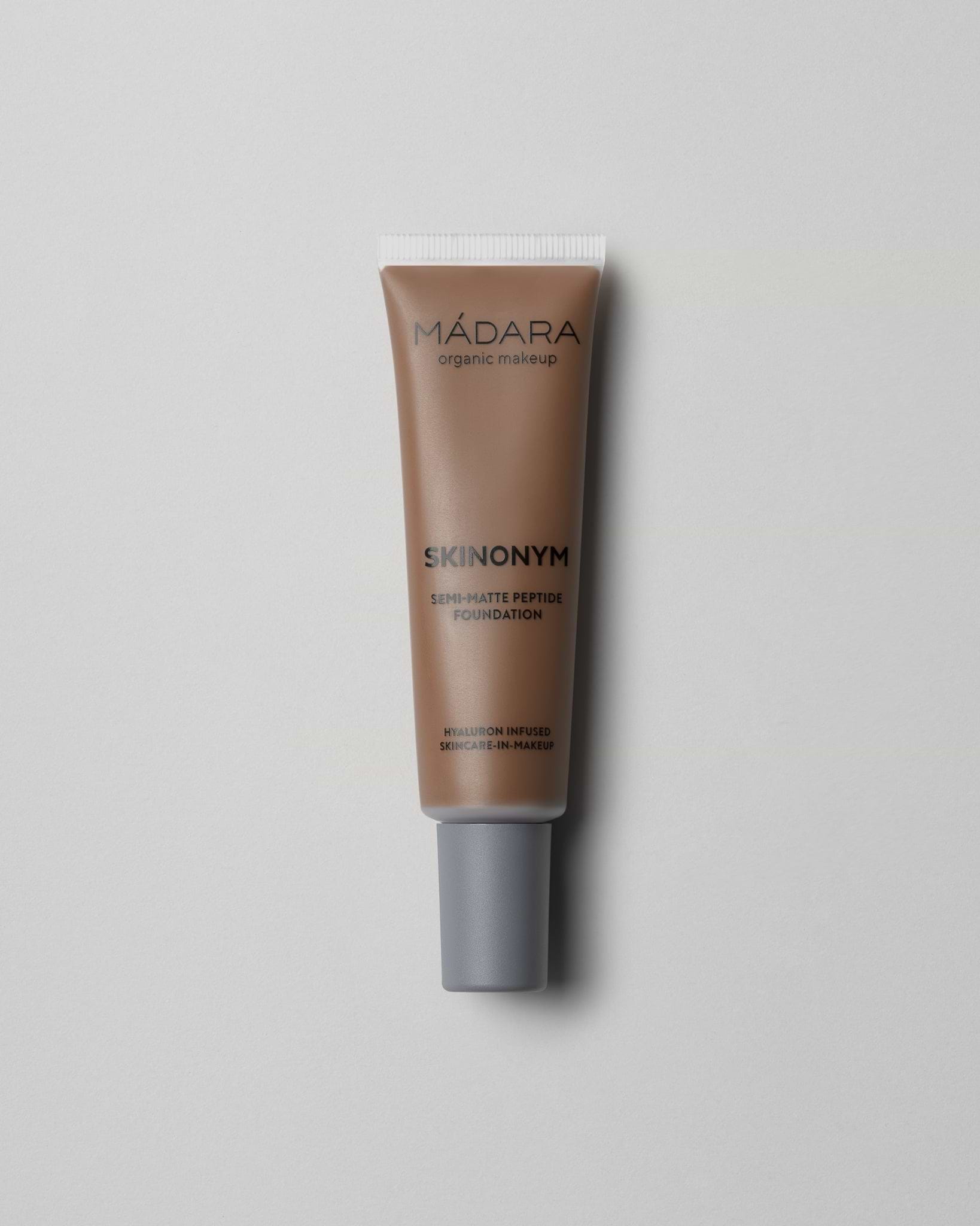 MÁDARA Organic Skincare skinonym foundation caramel A6093 foundation product photo on plain background.