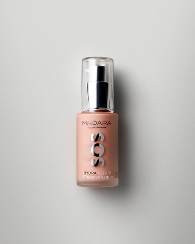 MÁDARA Organic Skincare sos hydra repair intensive serum A3021 serum product photo on plain background.