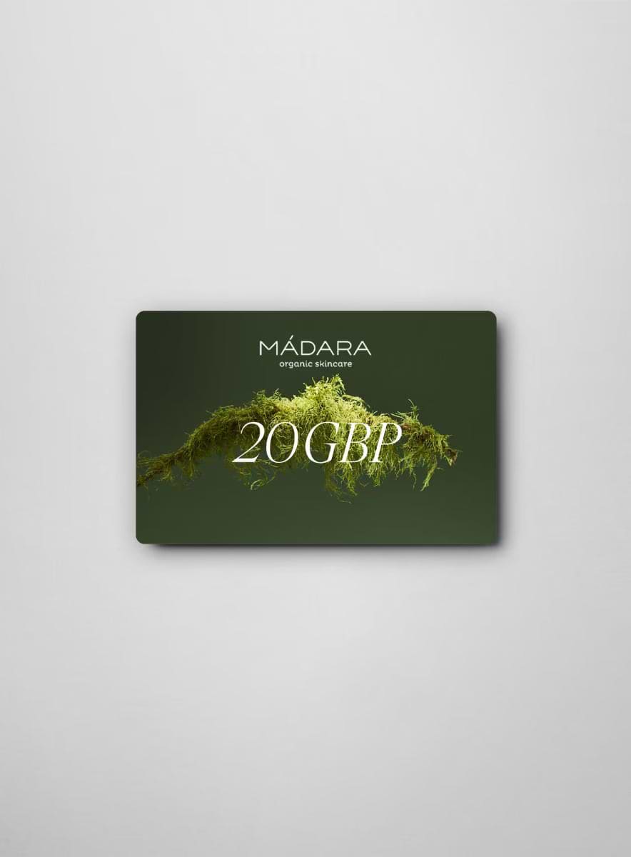 MÁDARA Organic Skincaregift card 20 gbp 1 product photo on plain background.