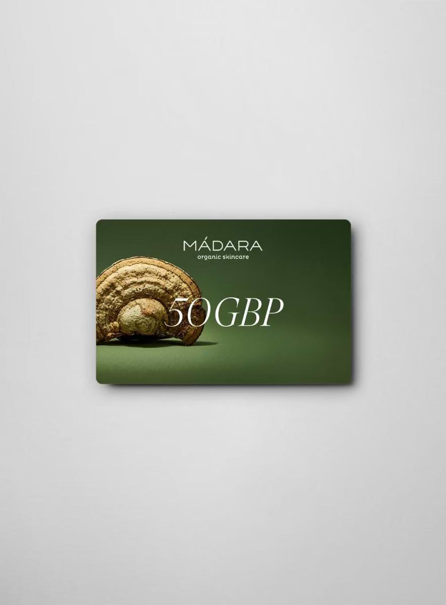 MÁDARA Organic Skincaregift card 50 gbp product photo on plain background.