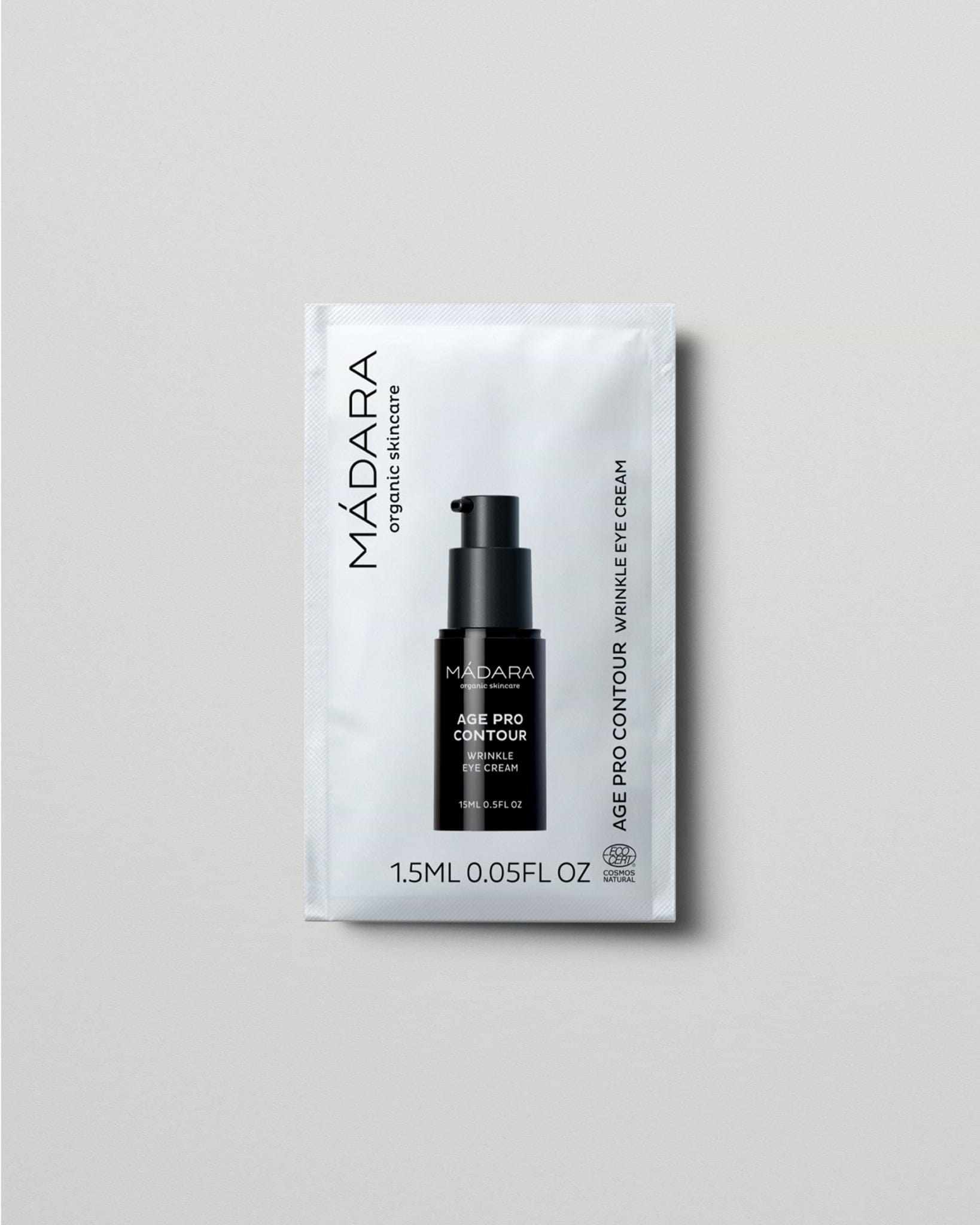 MÁDARA Organic Skincare contour wrinkle eye cream 1.5ml sample SC3343 1.5 face cream product photo on plain background.