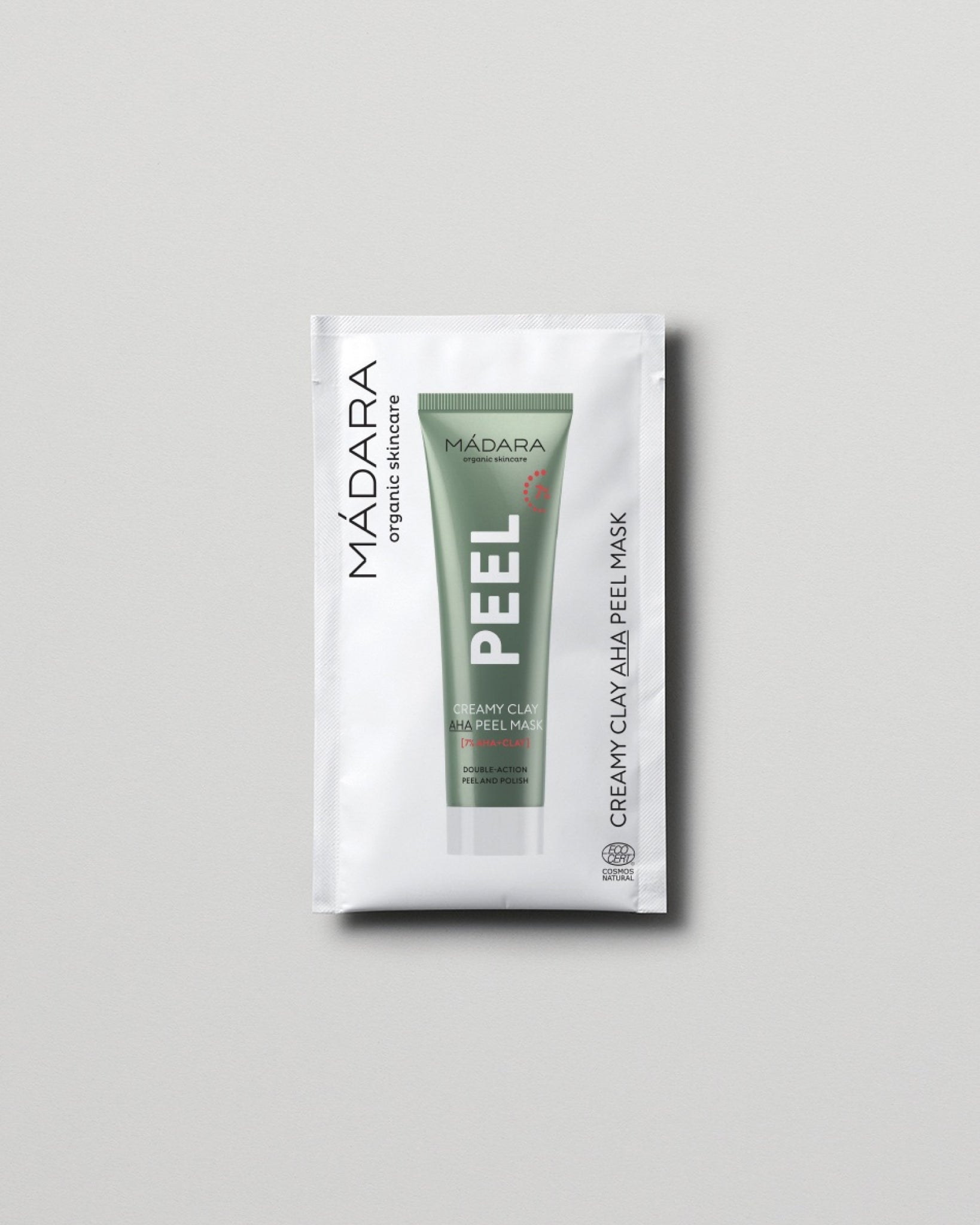 MÁDARA Organic Skincare creamy peel aha clay mask 3ml SC2105 3 face mask product photo on plain background.