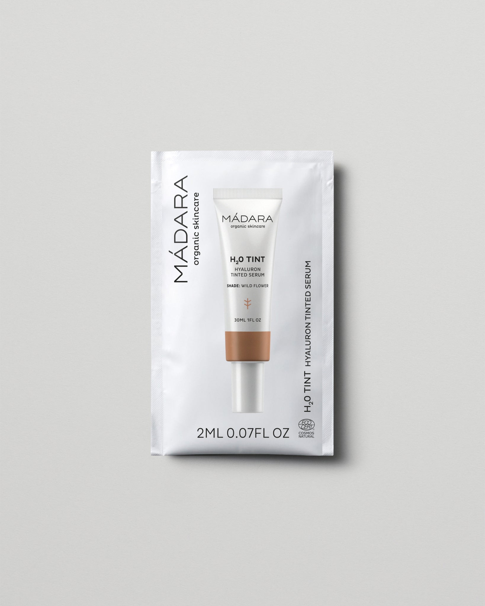 MÁDARA Organic Skincare hyaluron tinted serum wild flower 2ml SC3514 2 serum product photo on plain background.