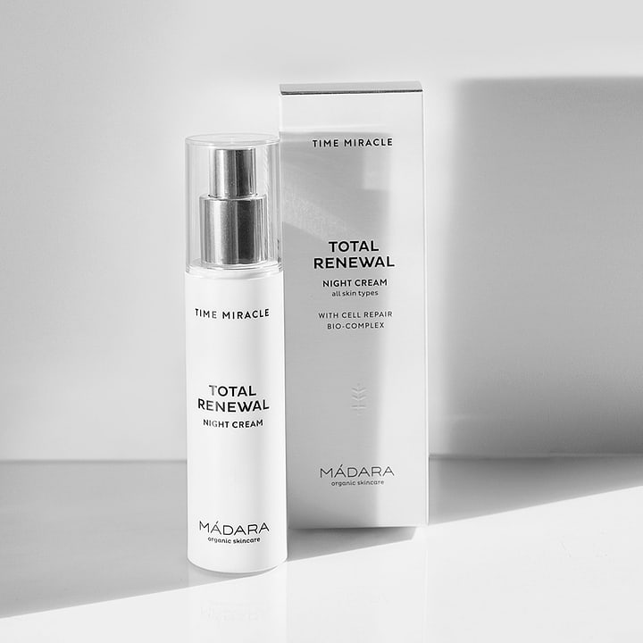 50 ml bottle of Madara Organic Skincare Time Miracle Total Renewal Night Cream with packaging box