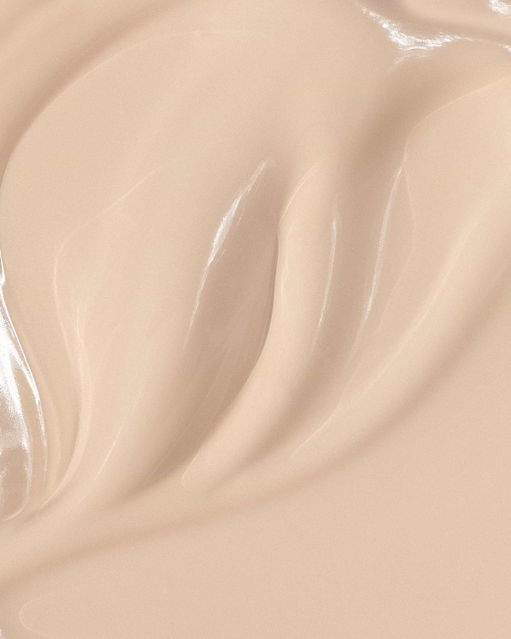 Texture close-up of MÁDARA Organic Skincare skin equal porcelain A6051 �swatch demonstrates consistency and finish.