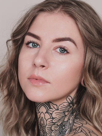 Madara Skin Equal Soft Glow foundation model wearing shade ROSE IVORY 30