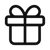Black outline of a gift box with a bow on a transparent background