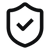 Black shield icon with a check mark on a transparent background