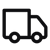 Black outline of a delivery truck on a transparent background