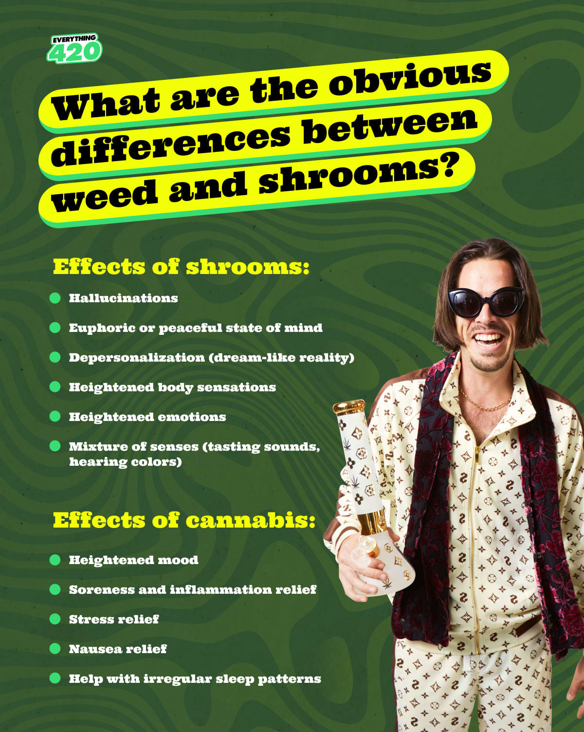 What are the obvious differences between weed and shrooms?
