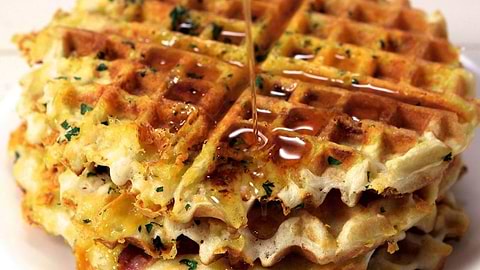 bacon and egg cheese stuffed waffles