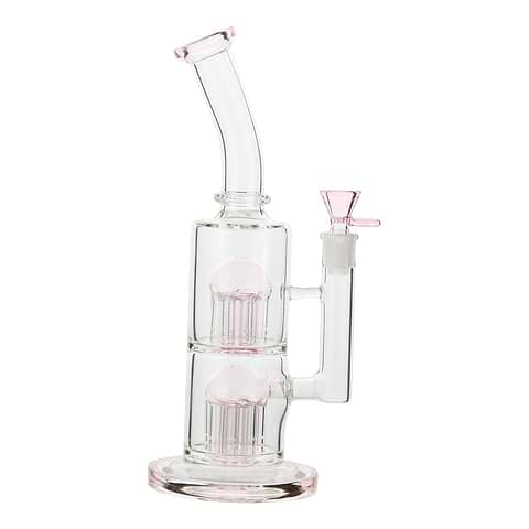 Pink Colored Double Barrel Bong