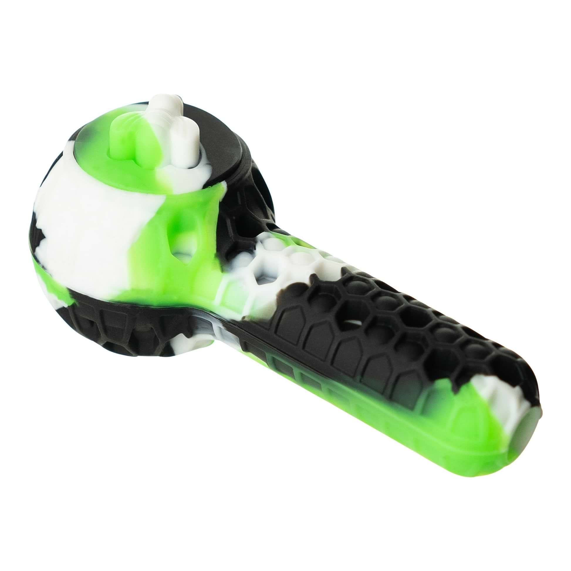 2 in 1 Silicone Pipe - 4.5in Black / Green