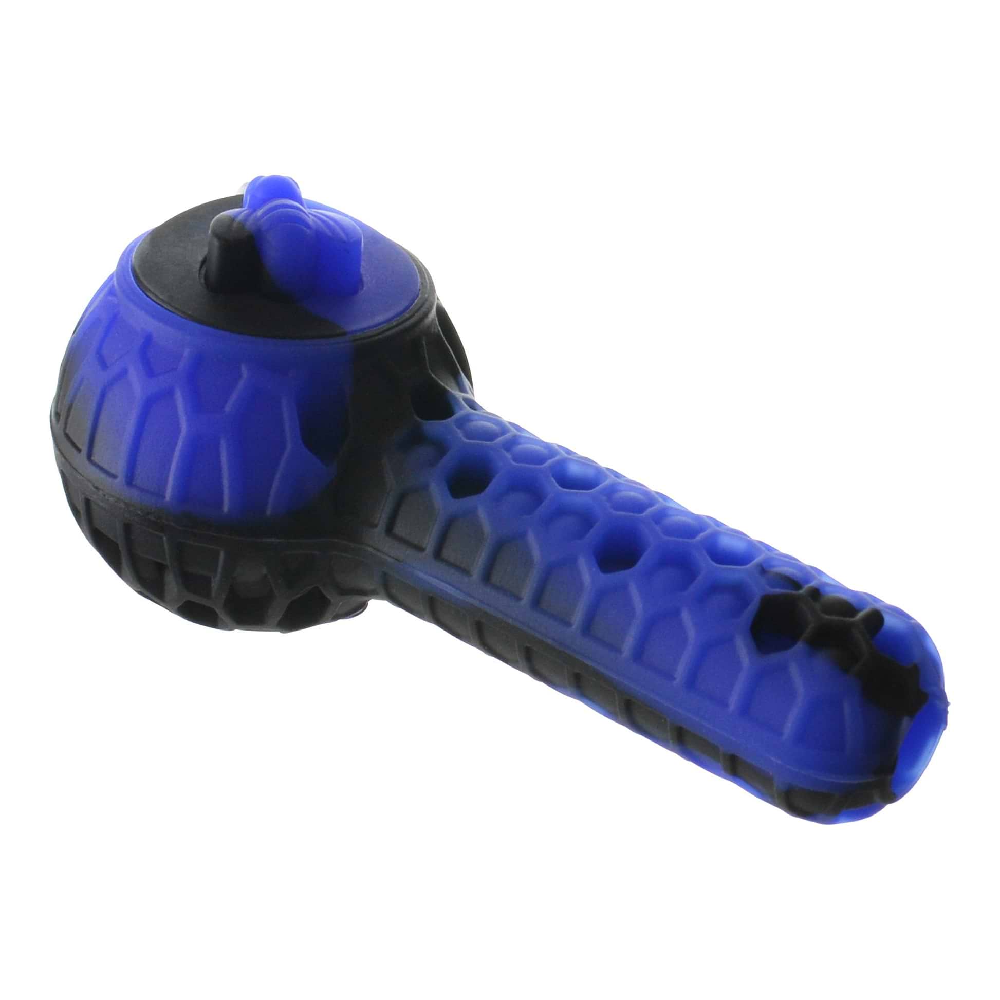 2 in 1 Silicone Pipe - 4.5in Black / Blue