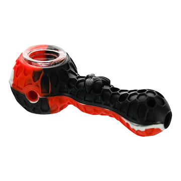 2 in 1 Silicone Pipe - 4.5in Black / Red