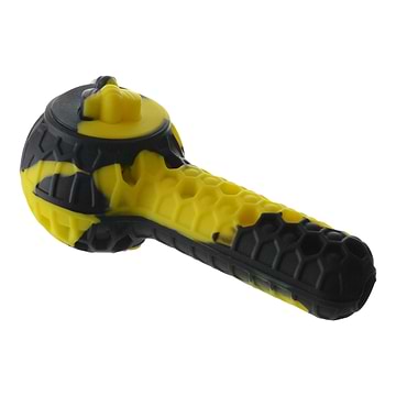 2 in 1 Silicone Pipe - 4.5in Black / Yellow
