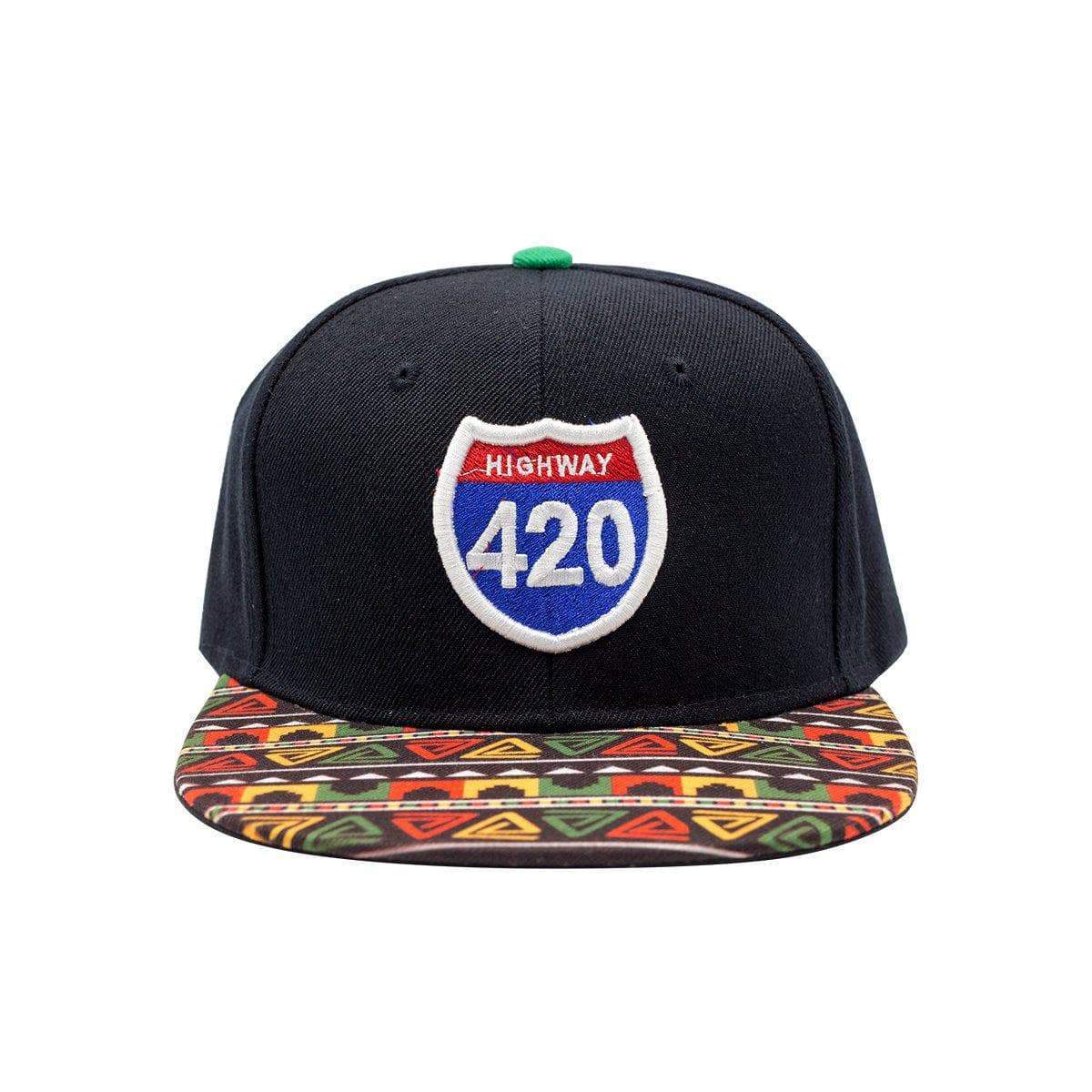 Dope and stylish 420 highway snapback cap fashion apparel with weed leef pot funky rasta design