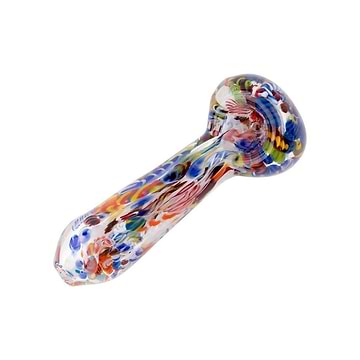 4-inch compact glass pipe smoking device with colorful aquatic design smooth spoon shape