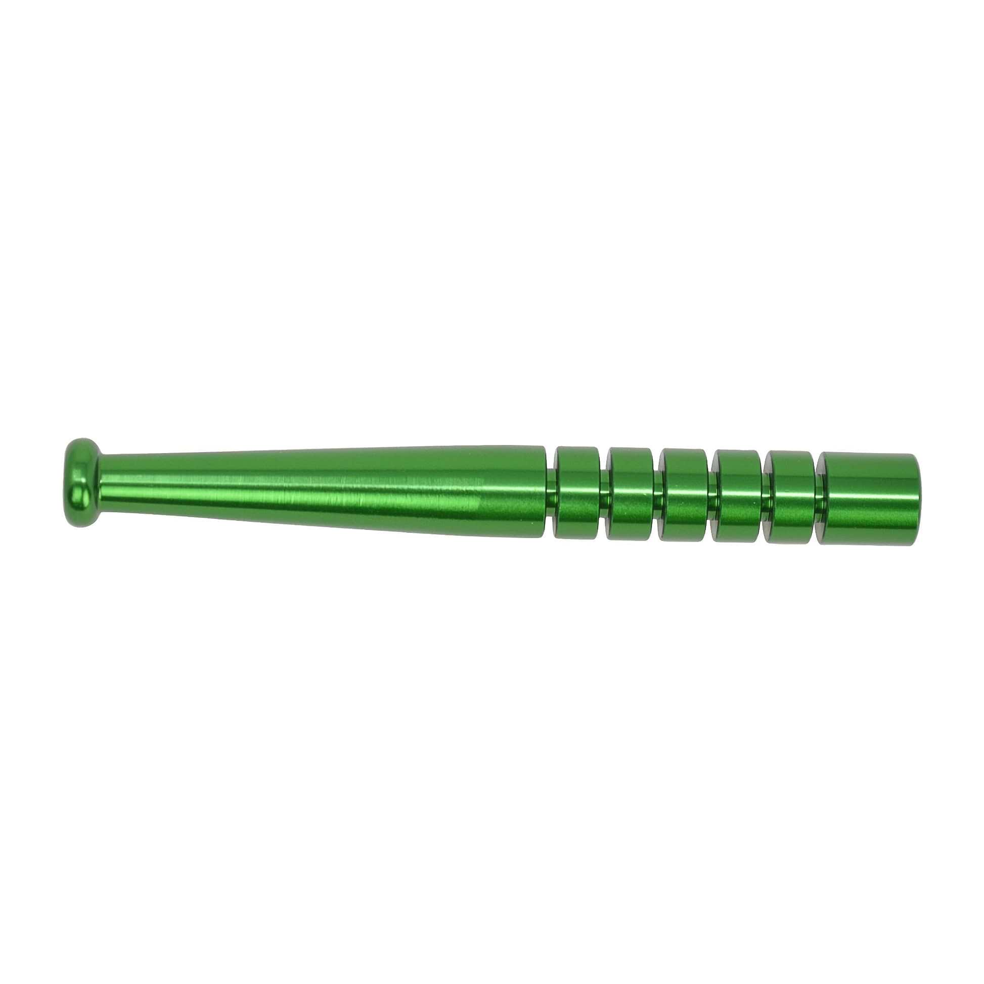 Green metal oney little pipe one hitter smoking device with baseball bat design textured ridges