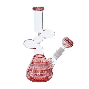10-inch red zong-style glass beaker bong smoking device with kinky shape design Z zigzag shape
