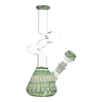 10-inch green zong-style glass beaker bong smoking device with kinky shape design Z zigzag shape