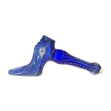 7-inch blue glass bubbler smoking device textured flat chamber hammer style shoes boots footwear shape and look