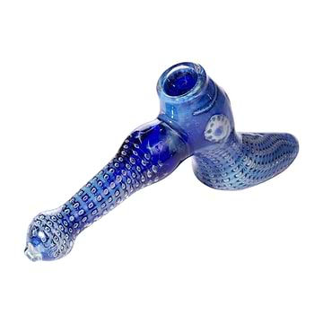 7-inch blue glass bubbler smoking device textured flat chamber hammer style shoes boots footwear shape and look