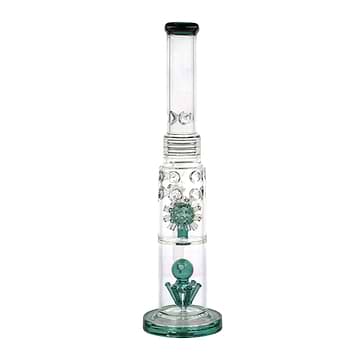 Teal Huge 19-inch glass bong smoking device with 2 percs unique diffision morning star perc unique design sturdy base