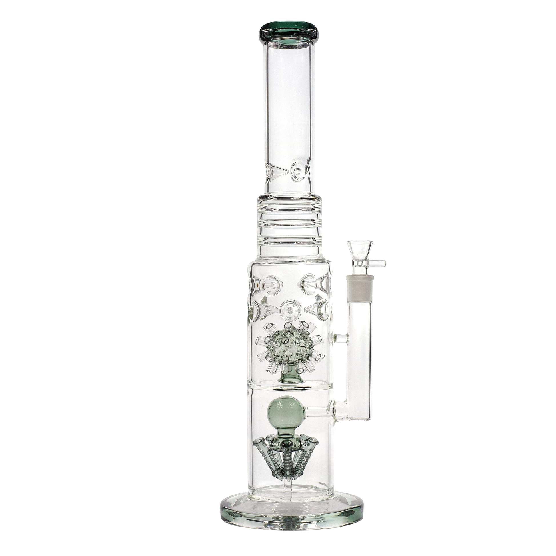 Grey Huge 19-inch glass bong smoking device with 2 percs unique diffision morning star perc unique design sturdy base
