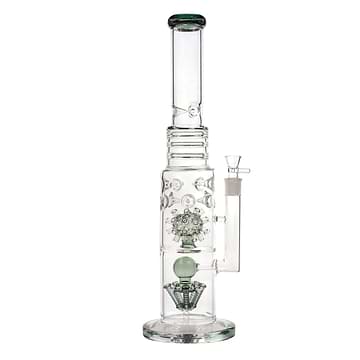 Grey Huge 19-inch glass bong smoking device with 2 percs unique diffision morning star perc unique design sturdy base