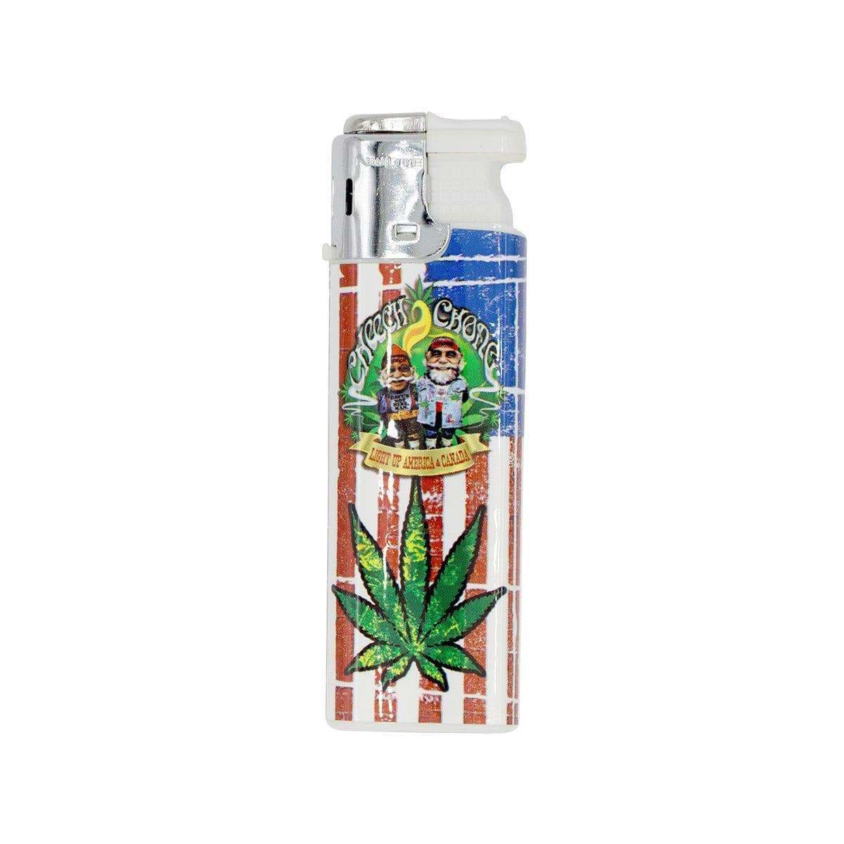 2 packs lighter torch smoking accessory with Cheech n Chong on USA flag and weed leaf design classic lighter shape