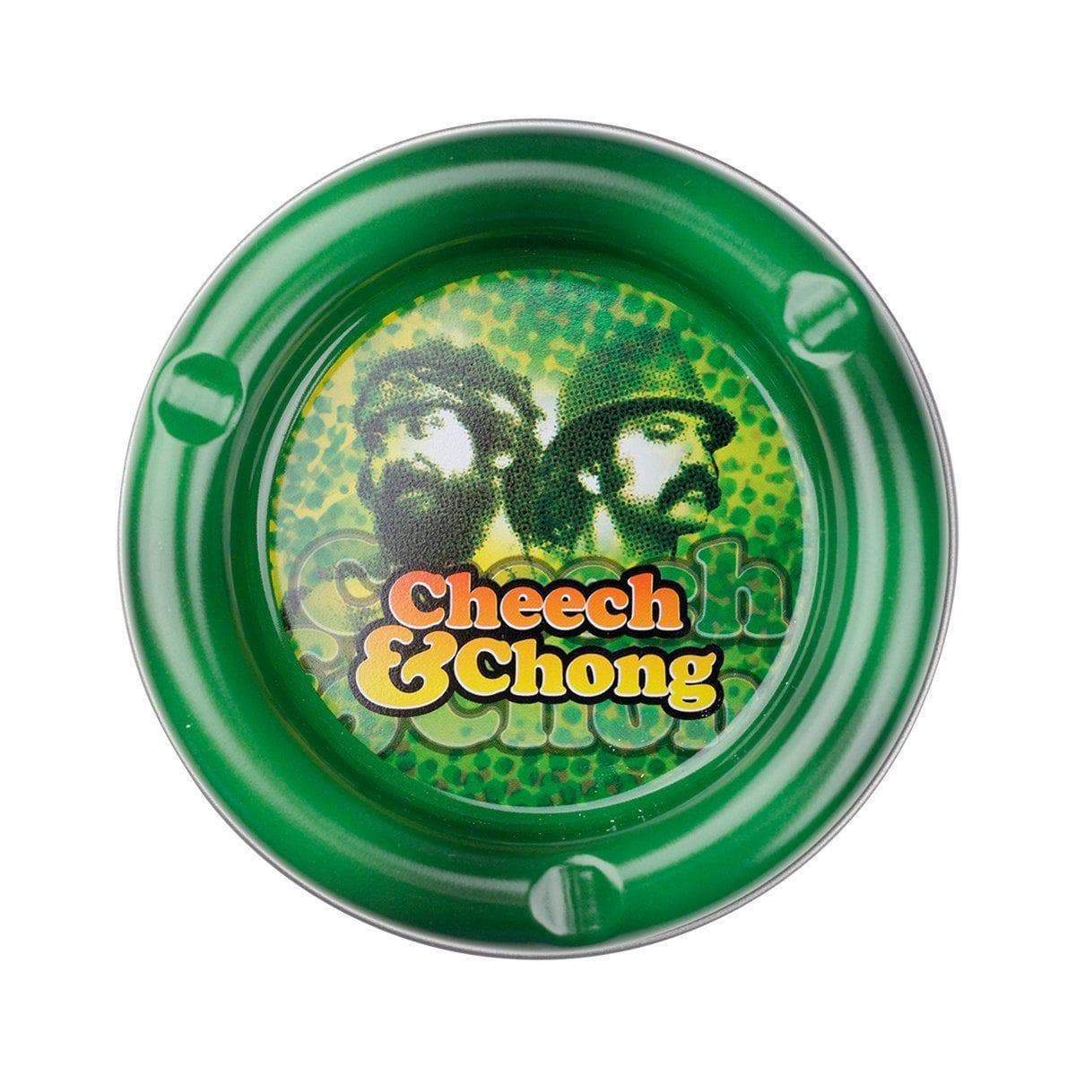 Multipurpose round stash tray plate smoking accessory in different colors with fun comedy duo Cheech n Chong designs
