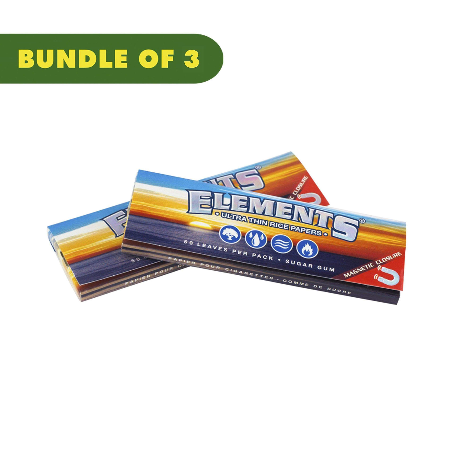 2 packs 1 1/4 rolling paper smoking accessory with classic Elements logo ocean and sunset image