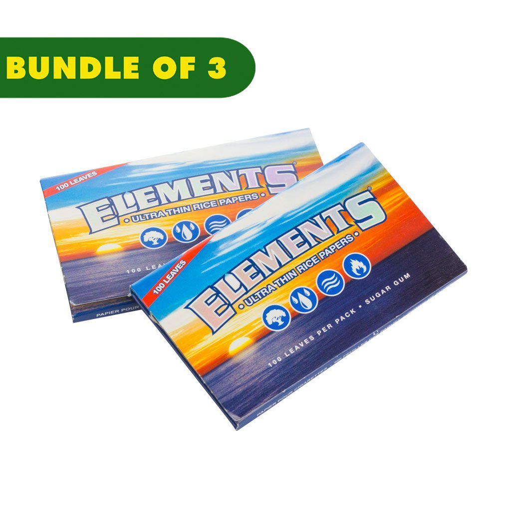 2 packs of closed single wide rolling papers classic Elements logo ocean and sunset image
