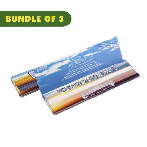2 pack of open ultra-thin rollings papers with classic Elements logo ocean and sunset image