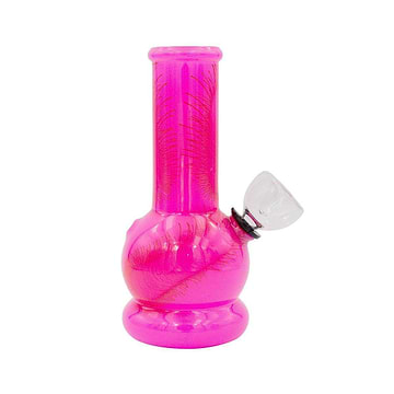 5-inch glass carbed bong smoking device swirl frosted pink Eukaryote nucleus science molecule design two-layers base
