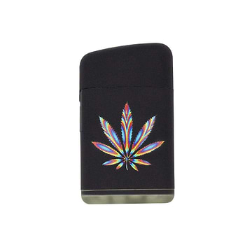 Compact flip top mini torch lighter smoking device accessory with a classy design in hologram, prismatic colors