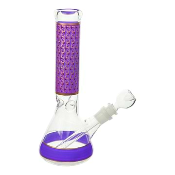 Floral Beaker Bong - 10in Purple