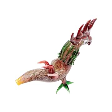 6-inch glass 3-footed pipe smoking device with a hilarious cock-a-doodle-doo rooster shape and design