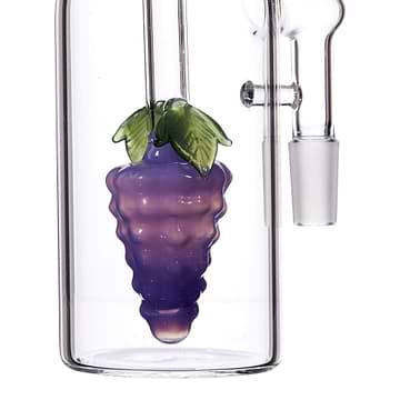 Fascinating glass bong smoking device jar-like with an eye-catching grape fruit perc in crystal-clear glass